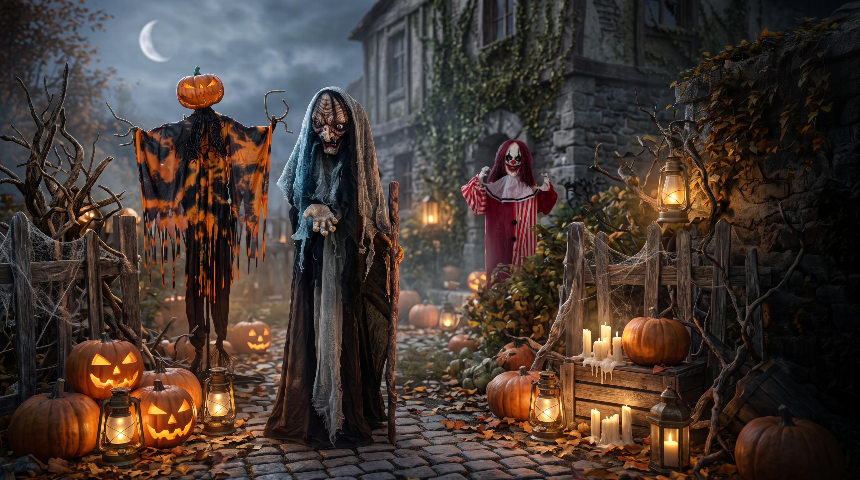Standaard Halloween Props — Halloween pop Horrible Pumpkin, Halloween pop Evil Witch en Halloween pop Psycho Clown